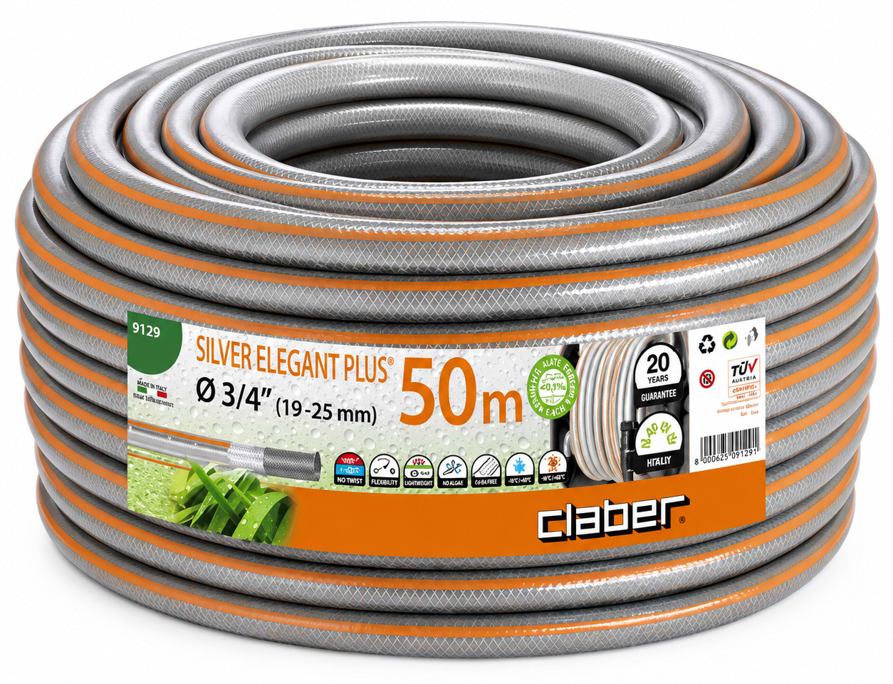 Шланг поливочний Claber 3/4" 50м Silver Elegant Plus (91290000)